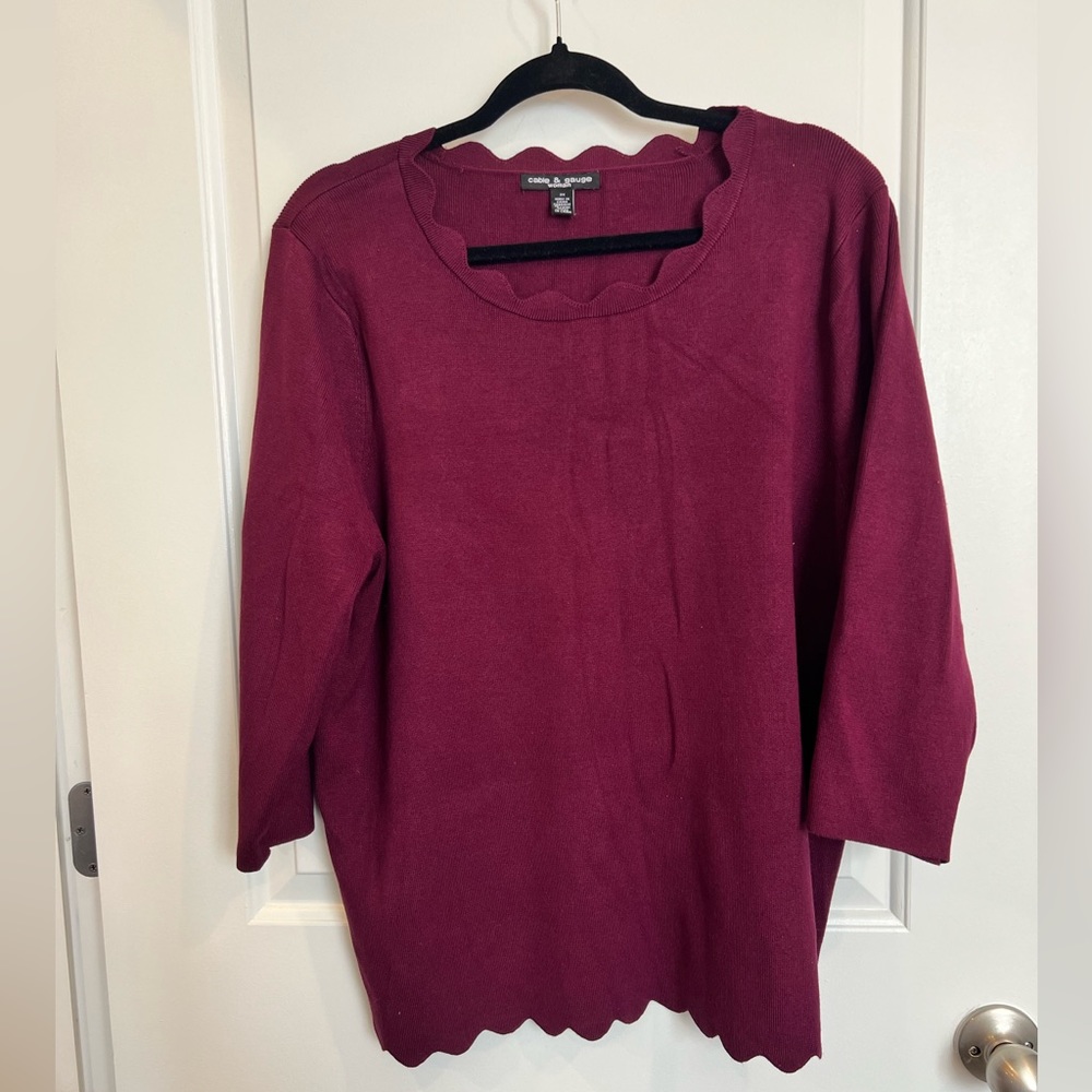 Cable & Gauge Scallop Sweater: Plus Size 3X